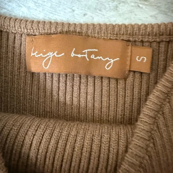 Beige Botany Sleeveless Brown Ribbed Maxi Dress with Sweetheart Neckline - Picture 5 of 6